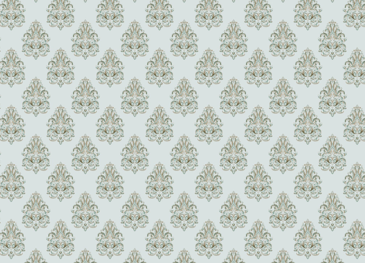 Vintage Damask Green Wallpaper Mural in your room