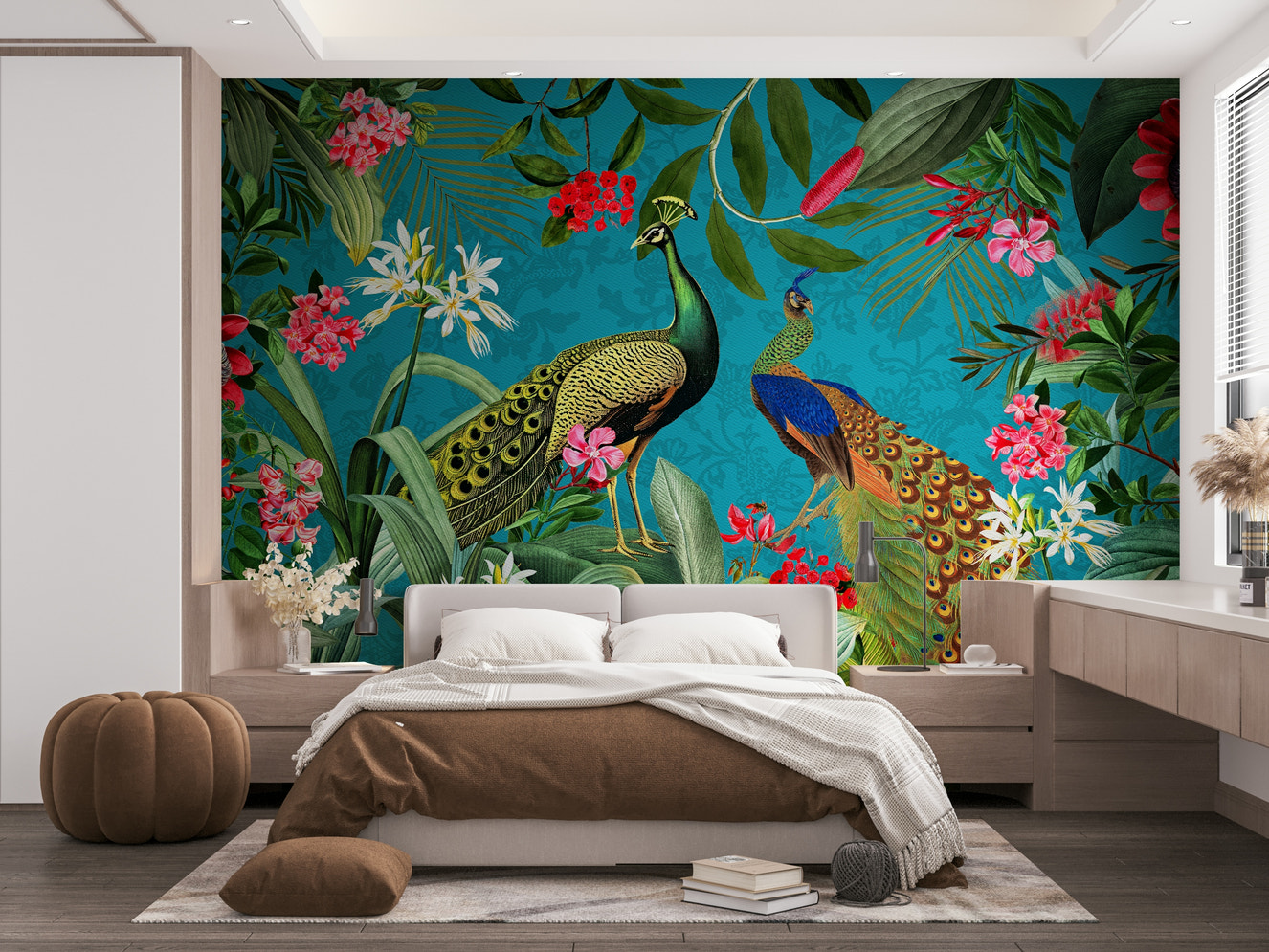 Vintage Peacock Paradise 1 wall mural featuring peacock

