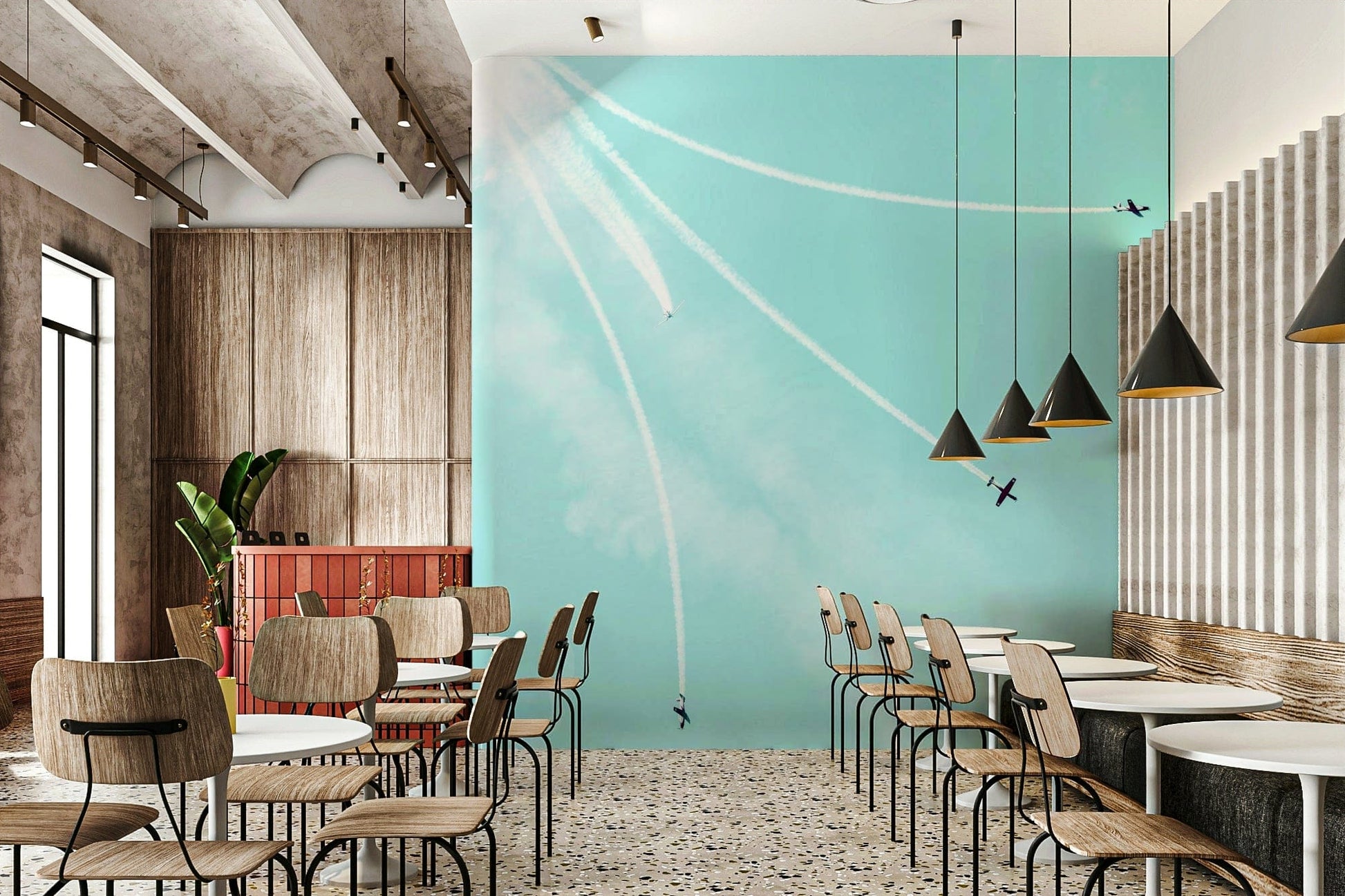The wallpaper for walls being admired in a home.
