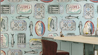 Vintage sardine tin illustrations pattern


