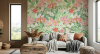 Redouté-Inspired Vintage Rose Mural – Artistic depiction of roses in soft pinks and reds, reminiscent of 18th-century botanical illustrations.