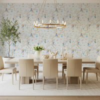 Vintage Rococo Chinoiserie Asian Lanterns with Monkeys and Sakura Flowers blue Wallpaper⁠