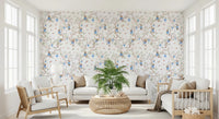 Vintage Rococo Chinoiserie Asian Lanterns with Monkeys and Sakura Flowers white Wallpaper⁠
