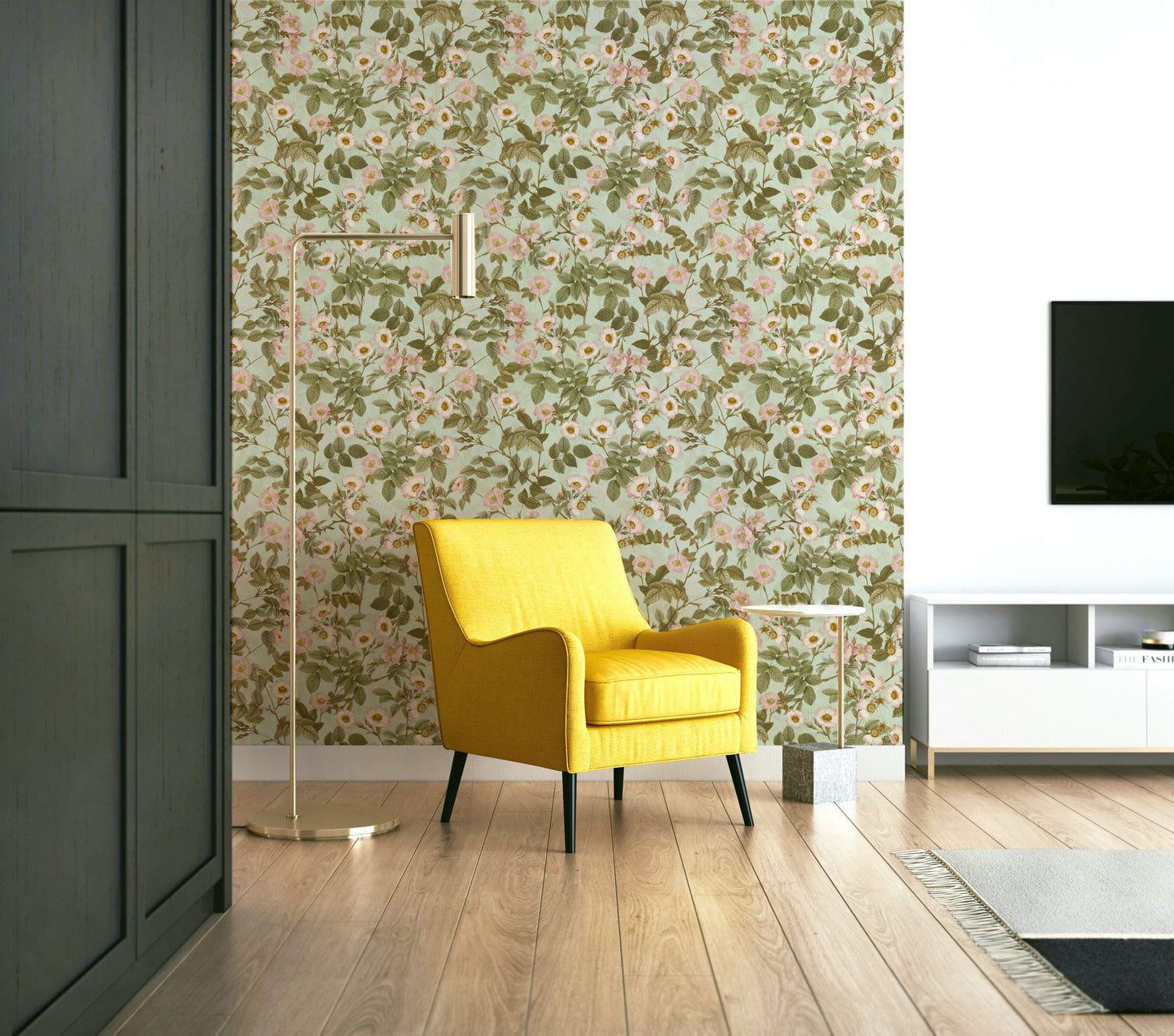 Delicate rose garden mural for cozy spaces


