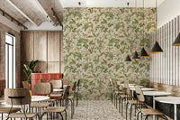 Elegant floral mural with soft rose hues

