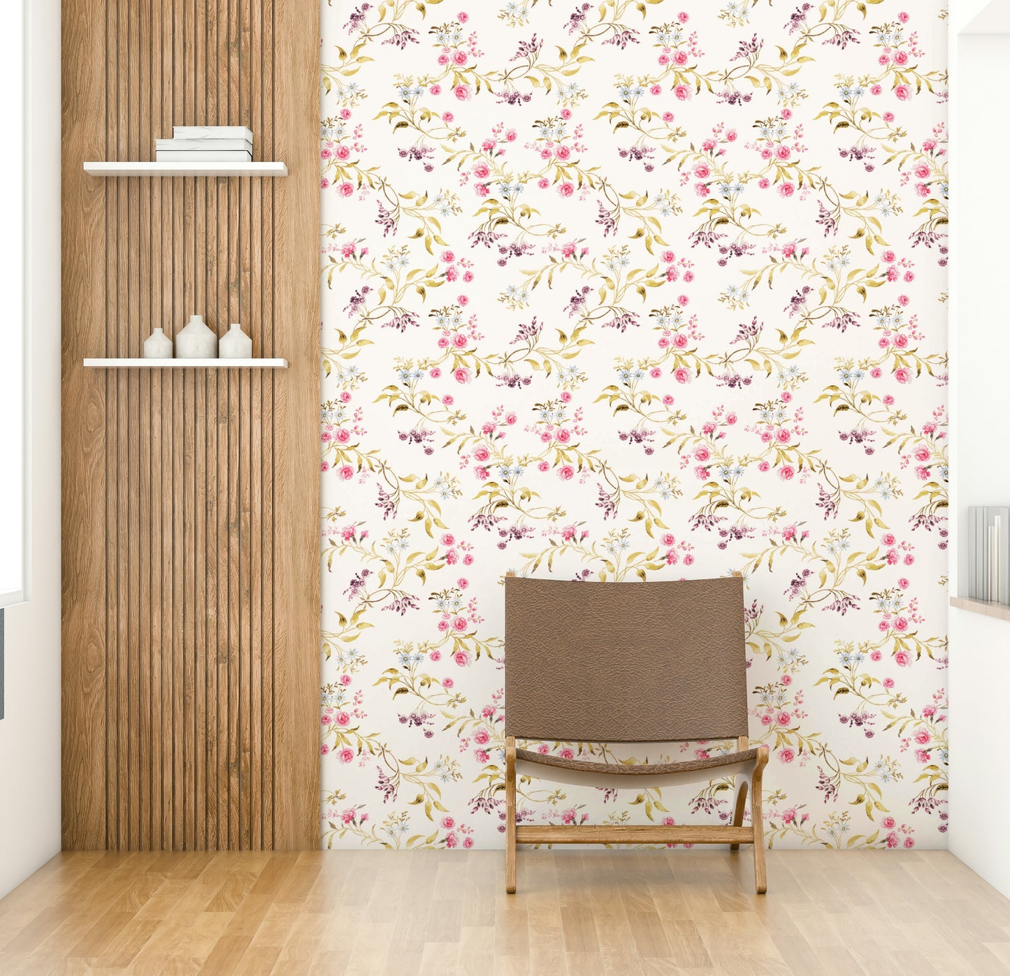 Romantic vintage wallpaper featuring garden blooms on a soft backdrop.

