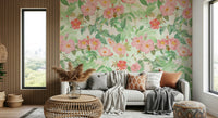 Redouté-Inspired Vintage Rose Mural – Artistic depiction of roses in soft pinks and reds, reminiscent of 18th-century botanical illustrations.