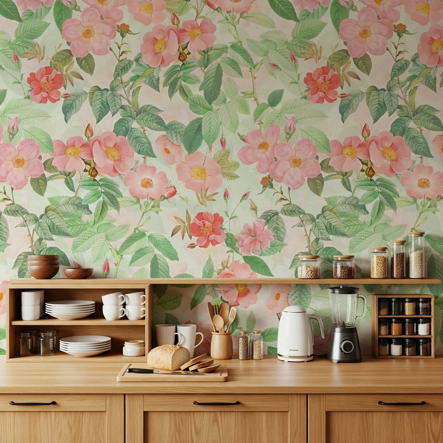 Vintage Redouté  Rose Garden Wall Mural