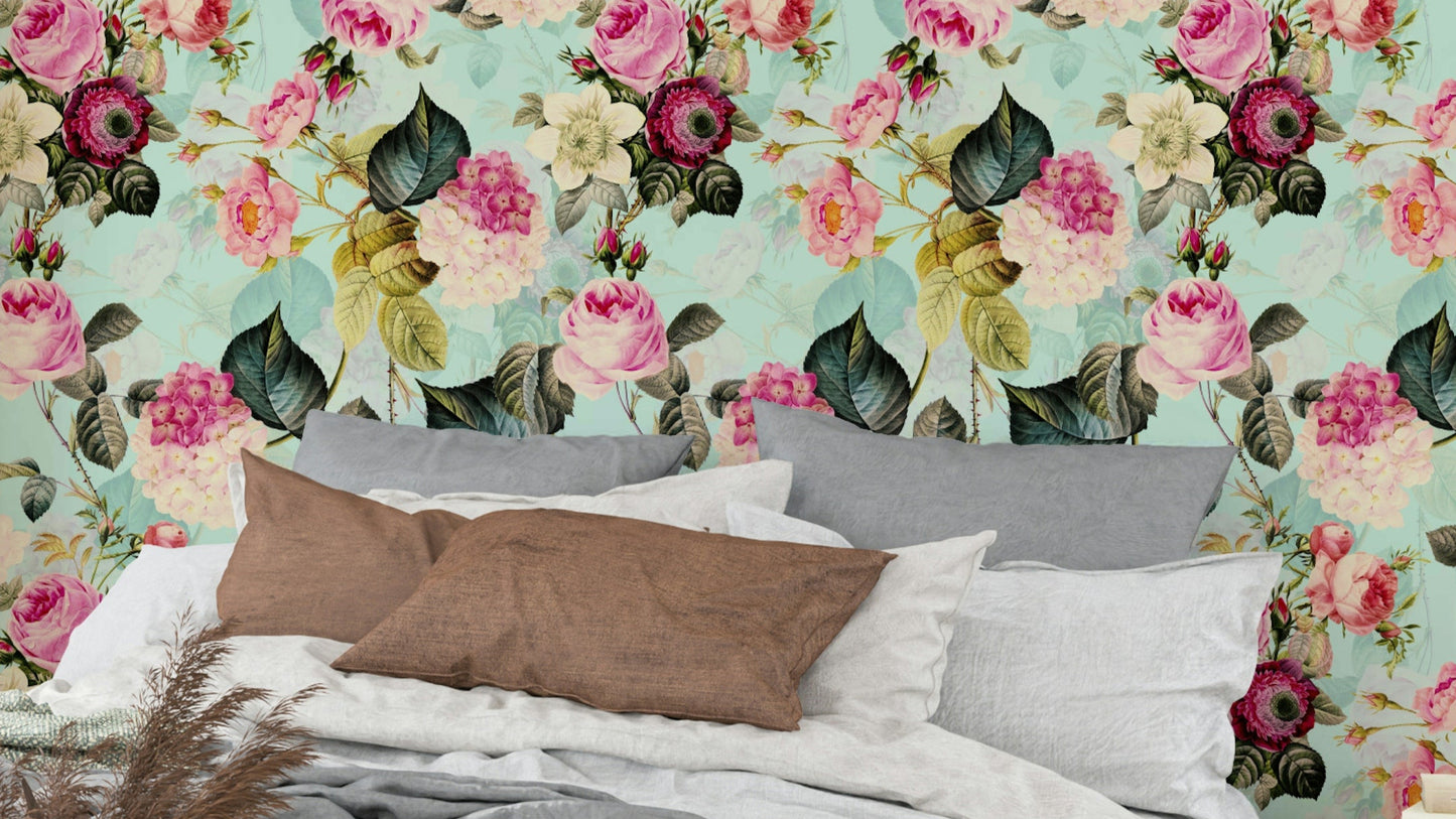 Vintage rose floral wallpaper for walls

