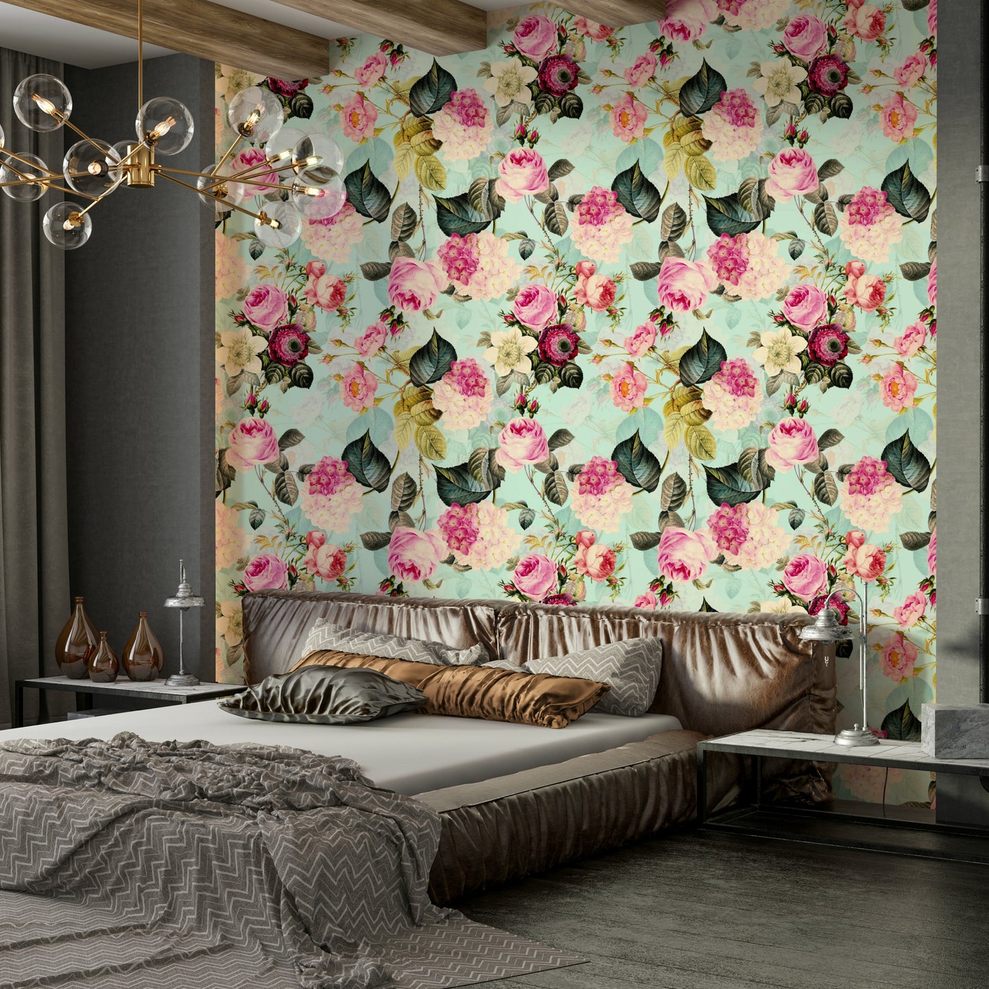 Romantic wallpaper featuring soft vintage roses

