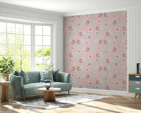 A beautiful Floral Wallpaper featuring a delightful design of small birds perched among blooming roses.