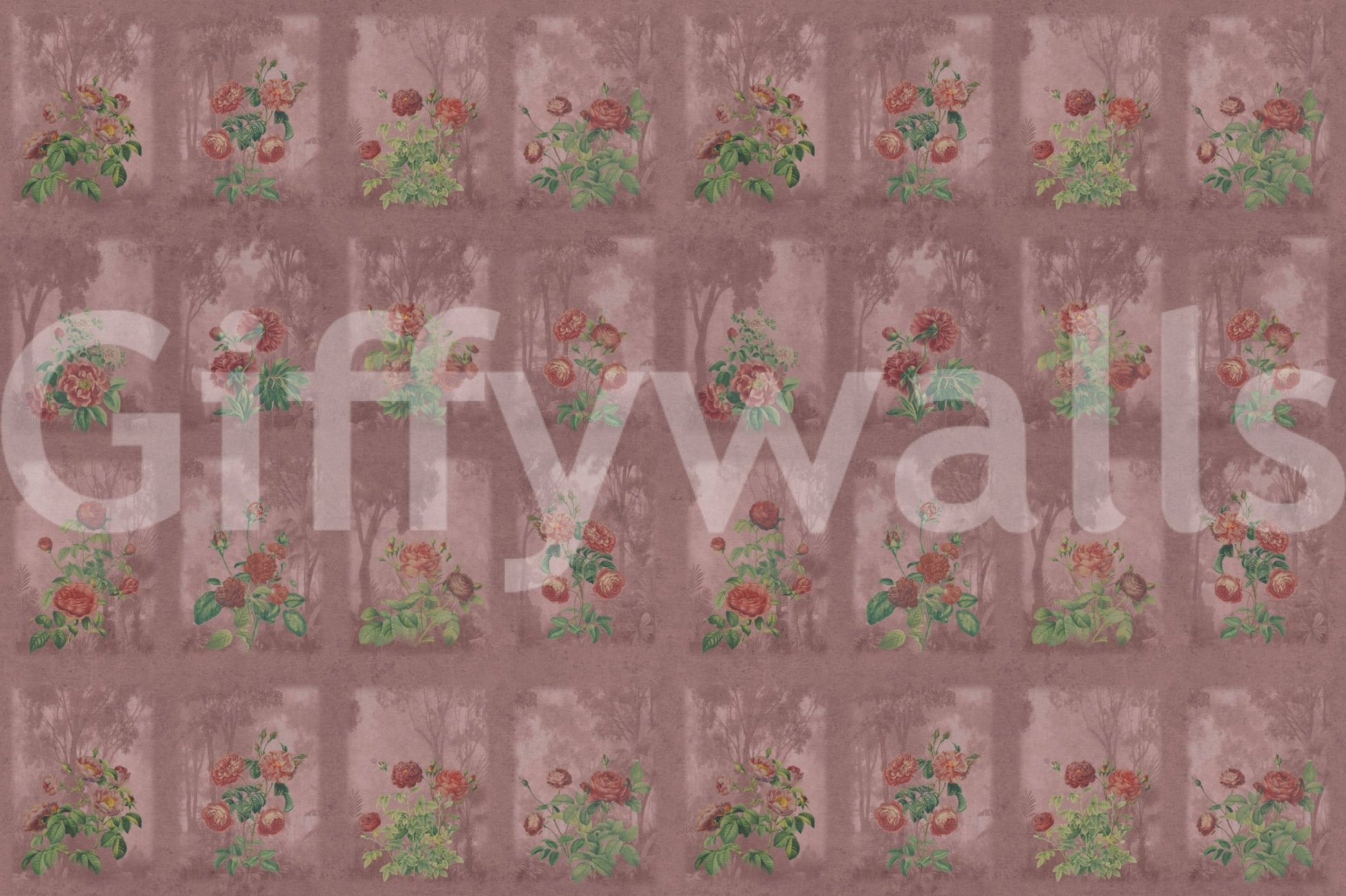 High-quality floral illustration on a durable vinyl mural for hallways.
