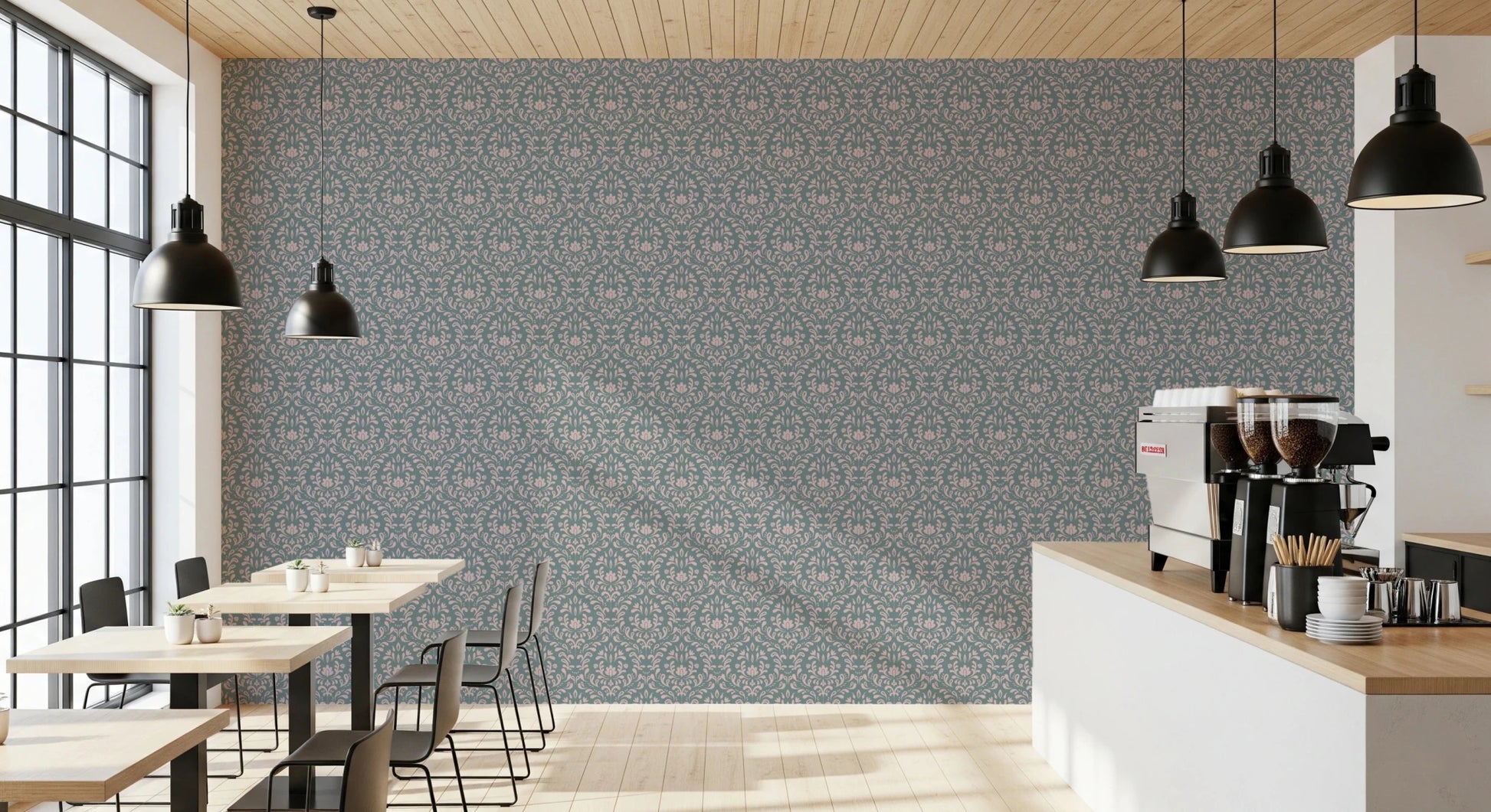 VINTAGE TEAL DAMASK Wallpaper⁠