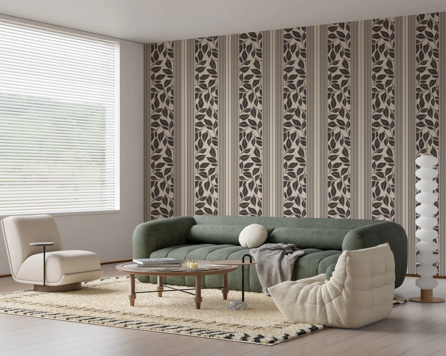 Vintage Trailing Foliage Cream Wallpaper⁠