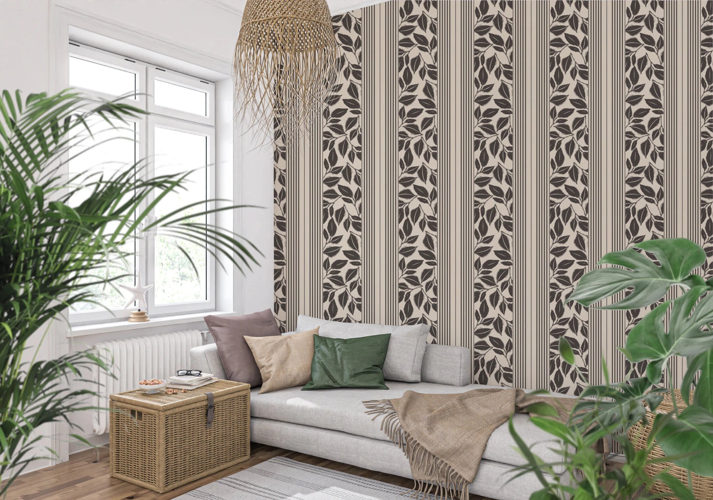 Vintage Trailing Foliage Cream Wallpaper⁠