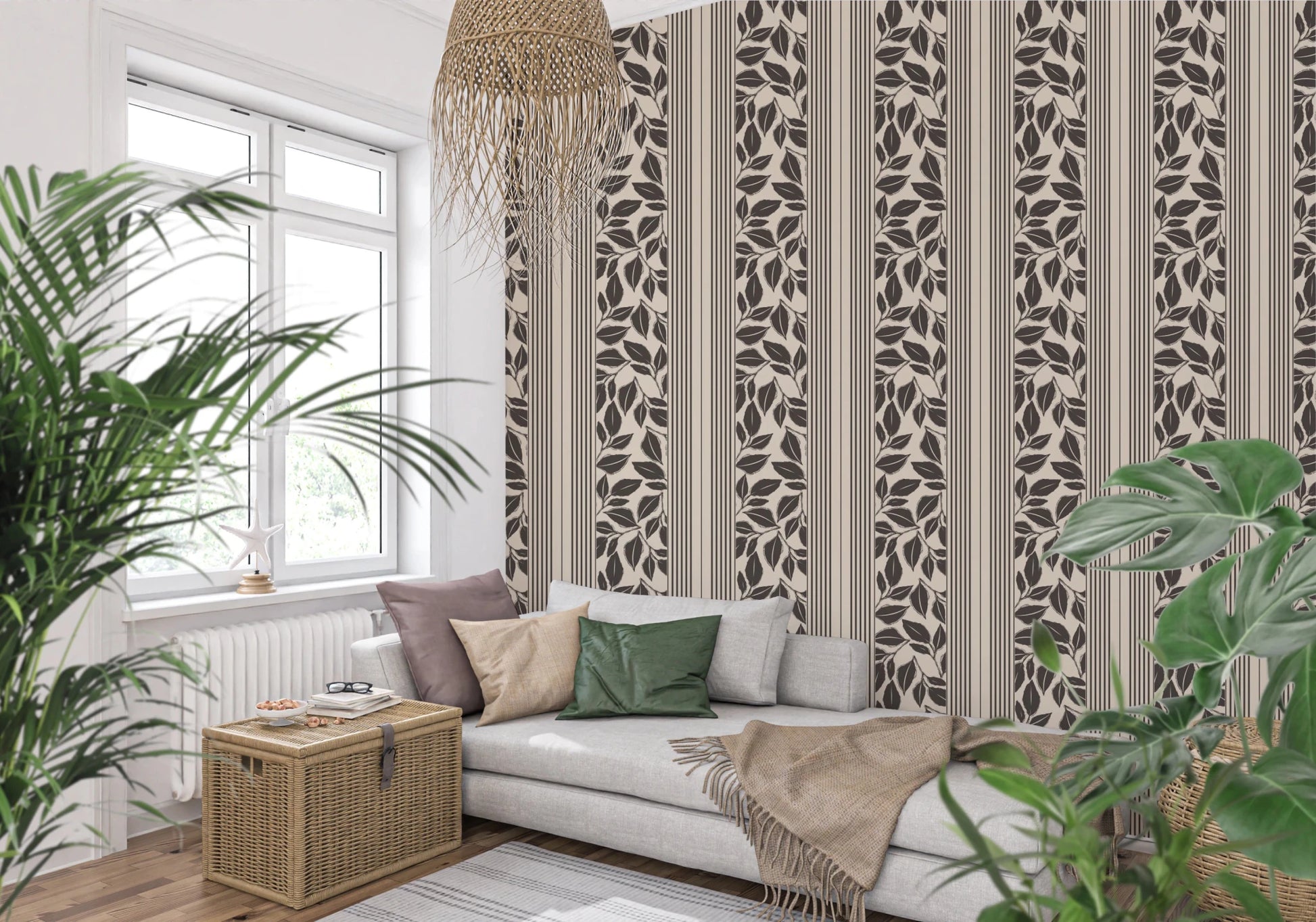 Vintage Trailing Foliage Cream Wallpaper⁠