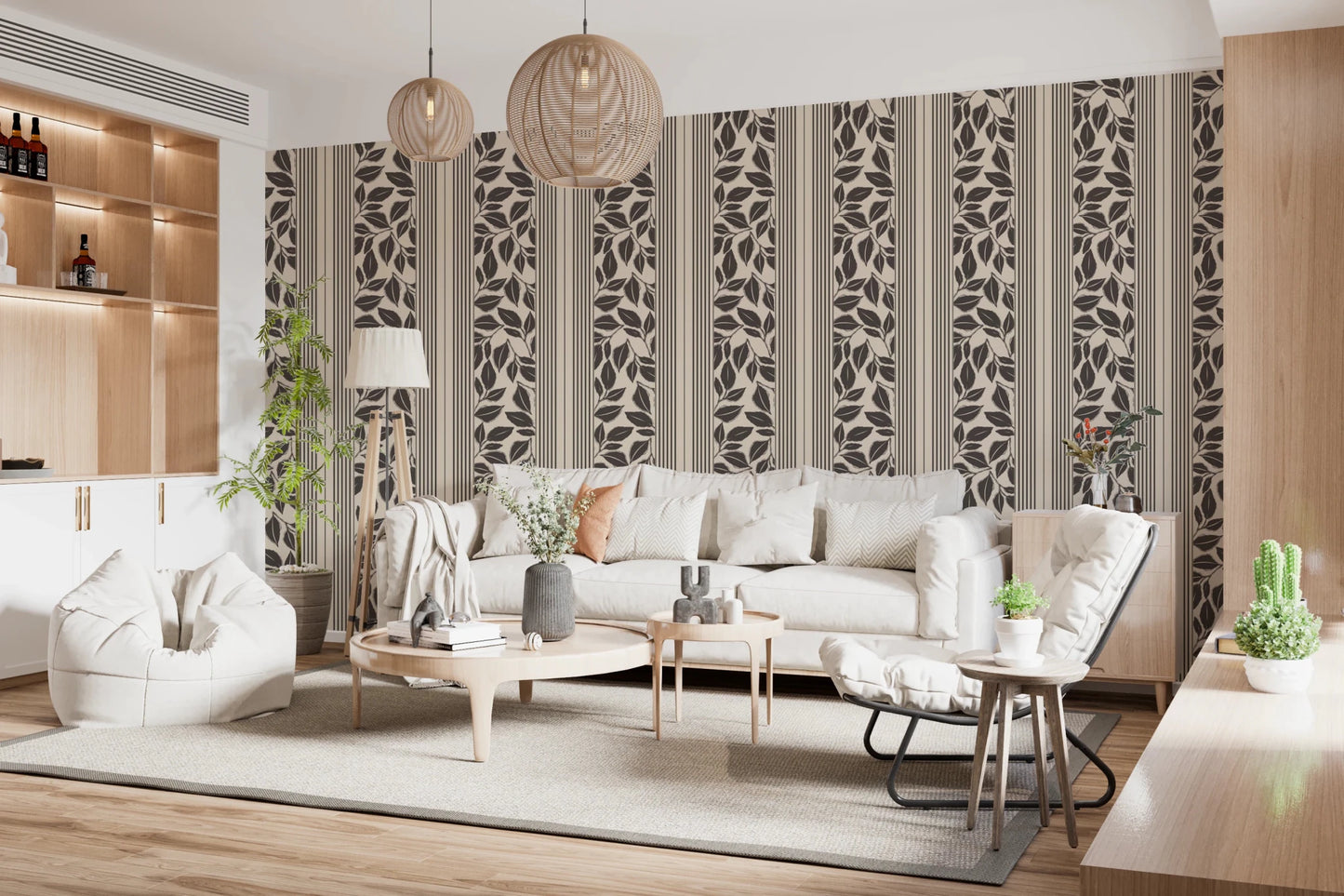 Vintage Trailing Foliage Cream Wallpaper⁠
