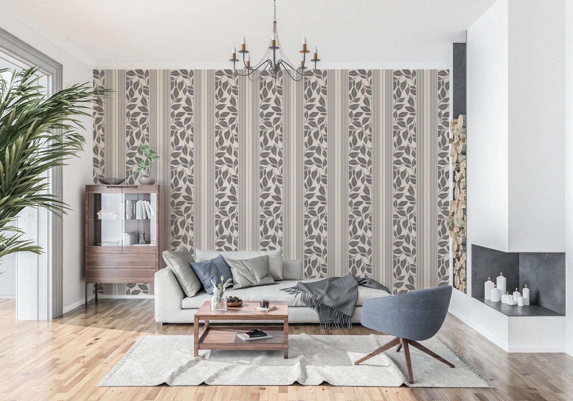 Vintage Trailing Foliage Cream Wallpaper⁠
