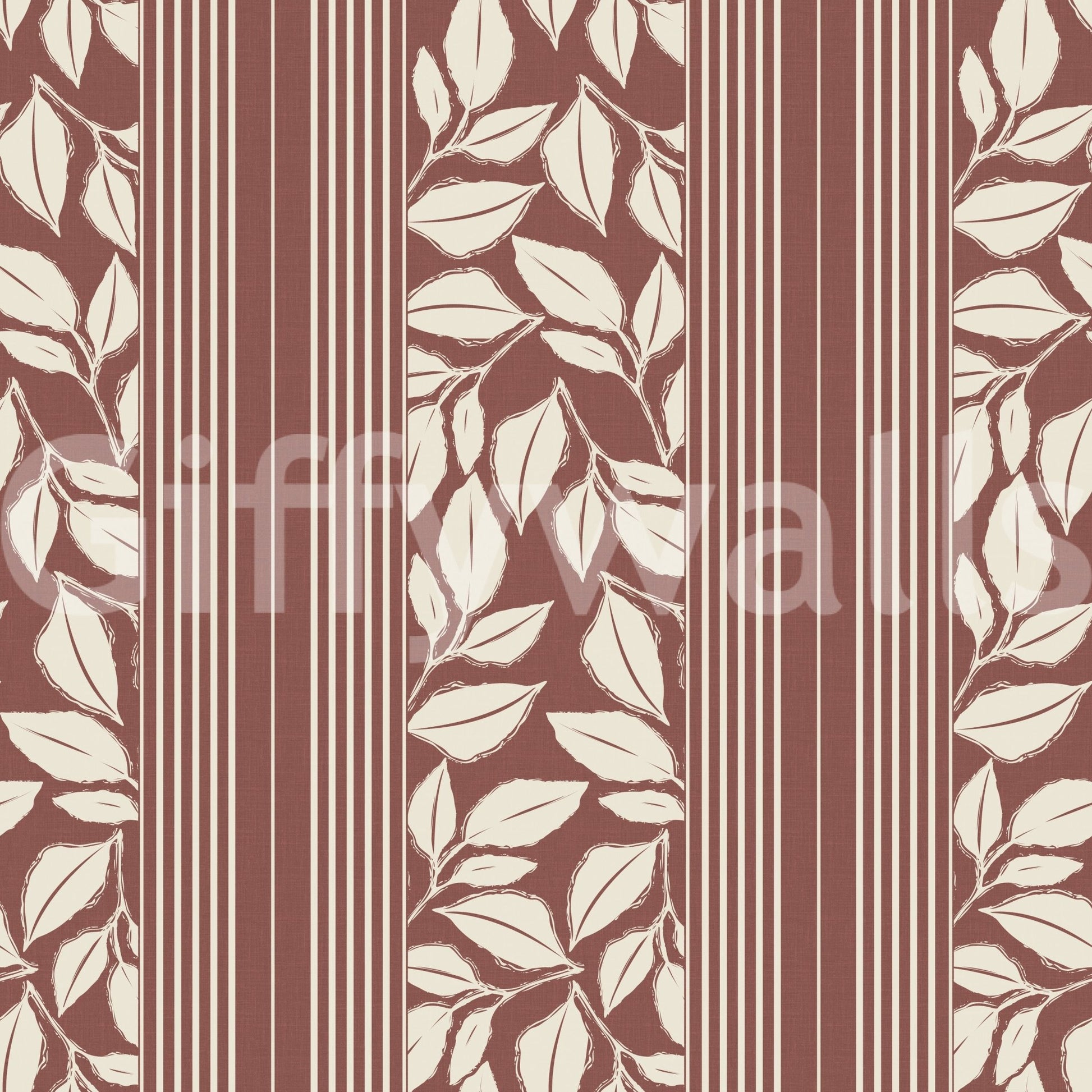 Vintage Trailing Foliage Dark Red Wallpaper⁠