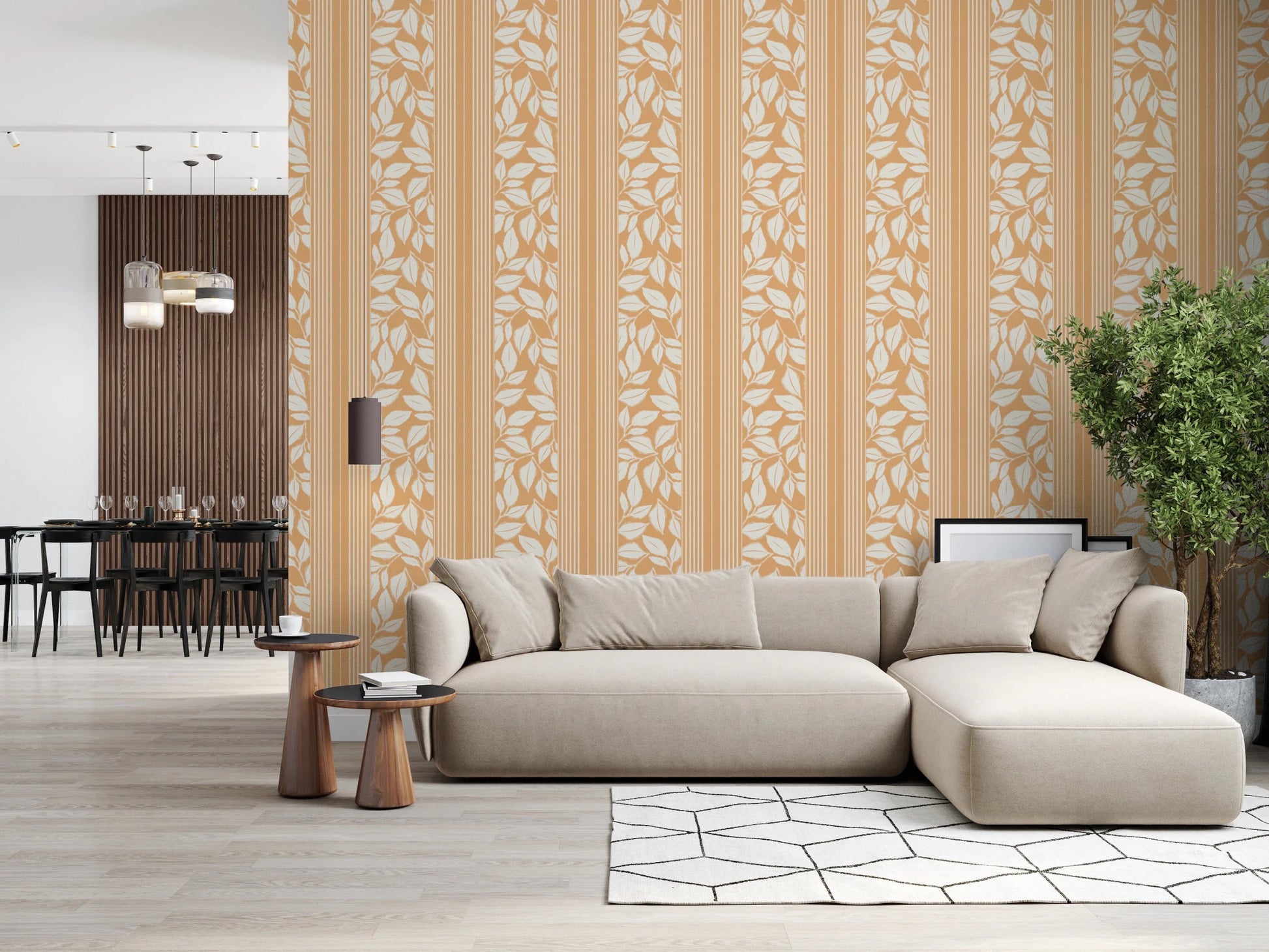 Vintage Trailing Foliage Golden Wallpaper⁠