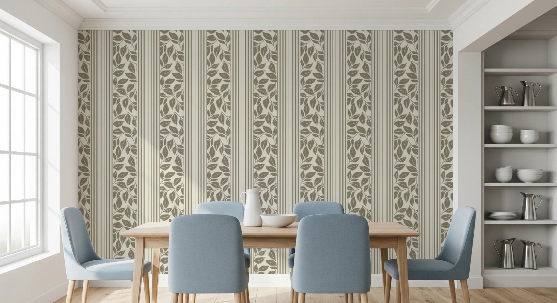 Vintage Trailing Foliage Olive Green Wallpaper⁠