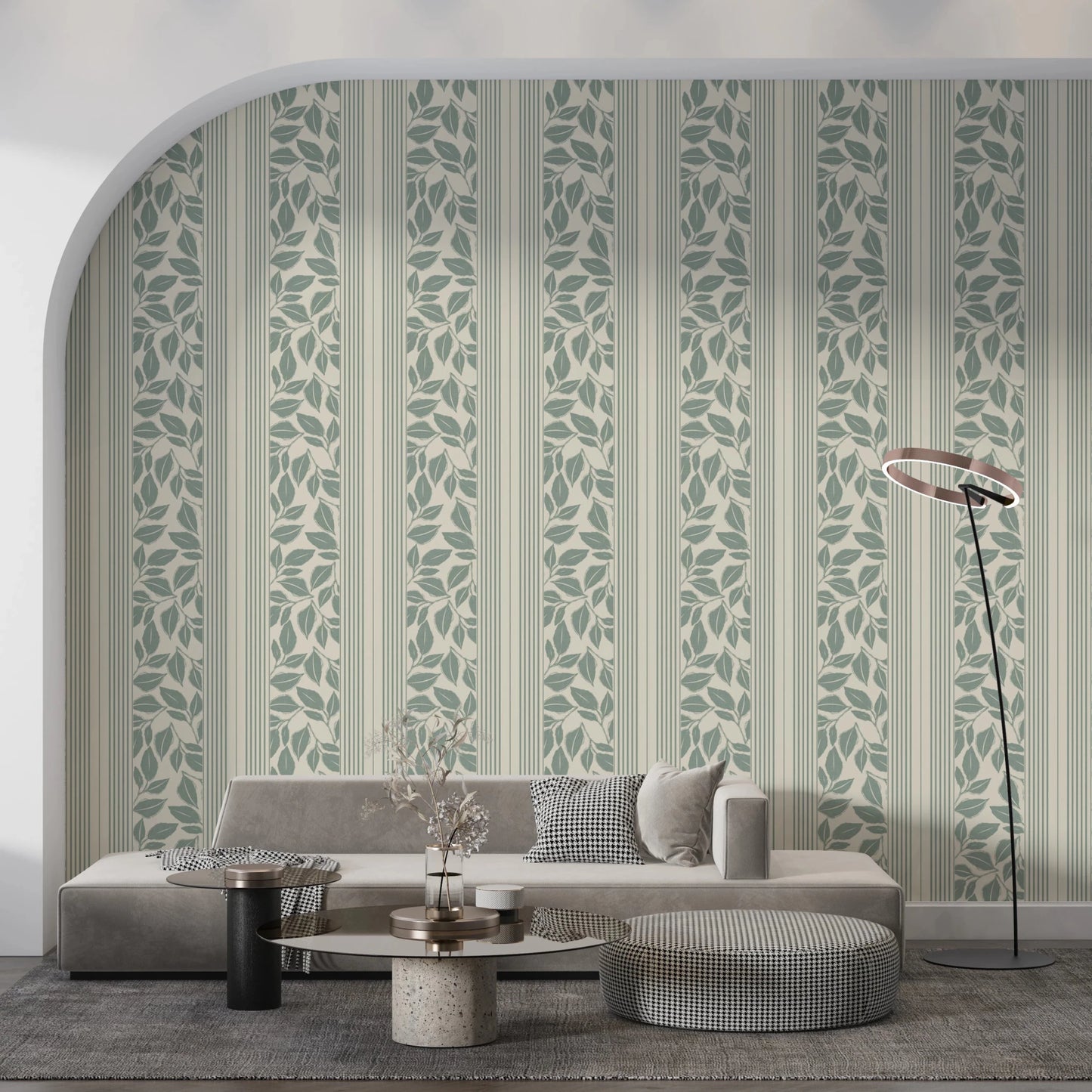 Vintage Trailing Foliage Sage Green Wallpaper⁠