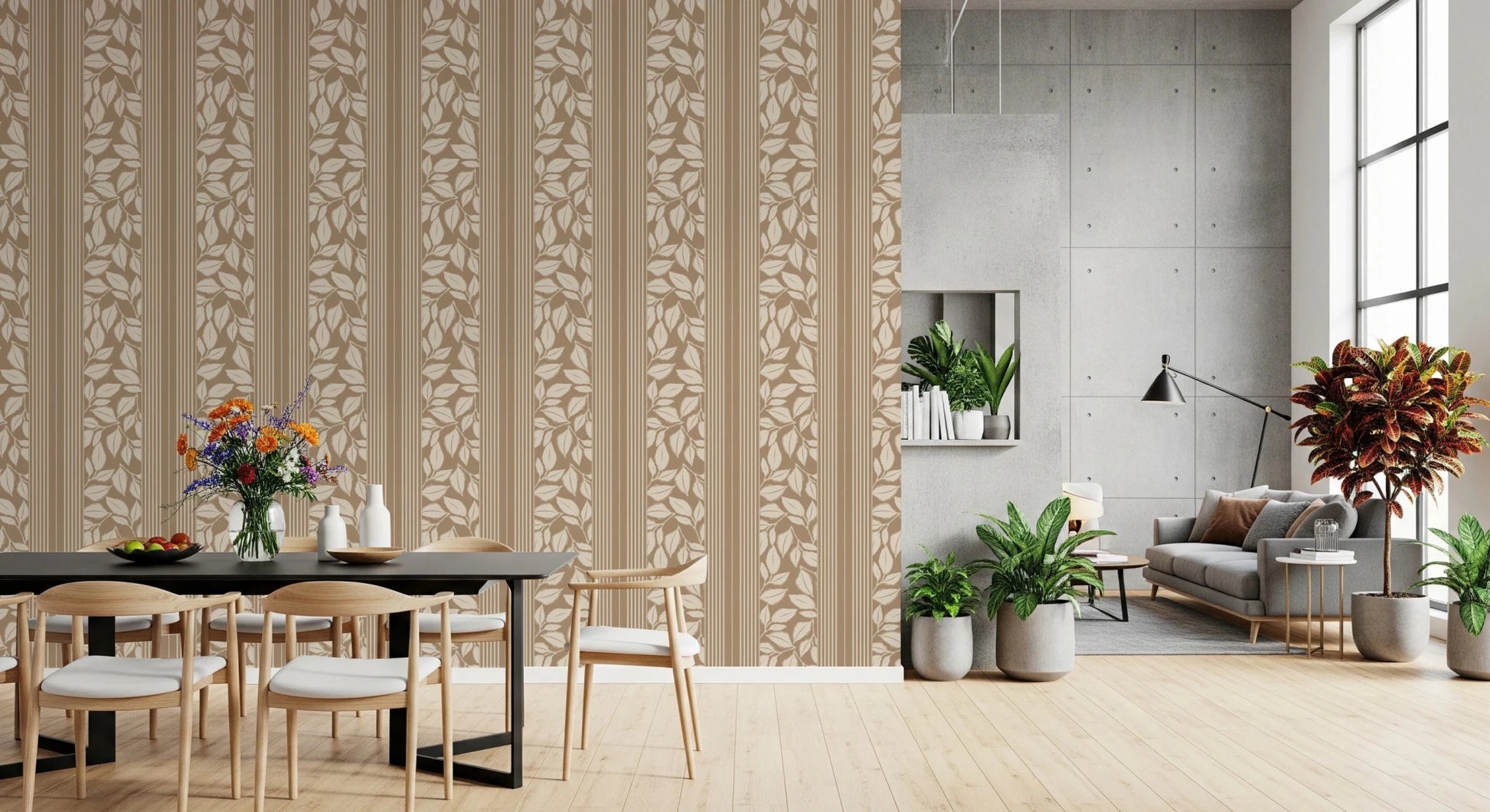 Vintage Trailing Foliage Tan Wallpaper⁠