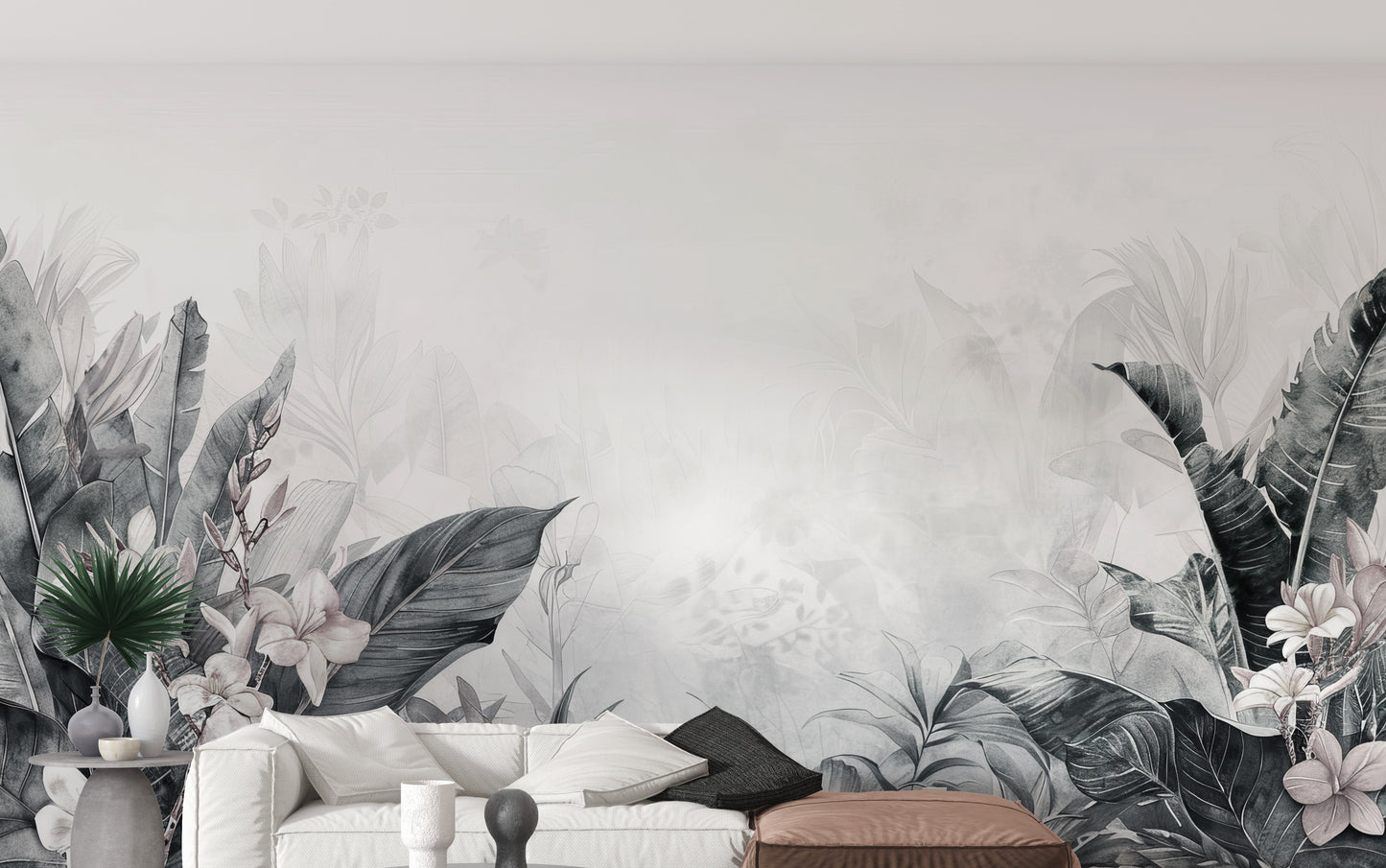 Vintage tropical forest leaves wallpaper

