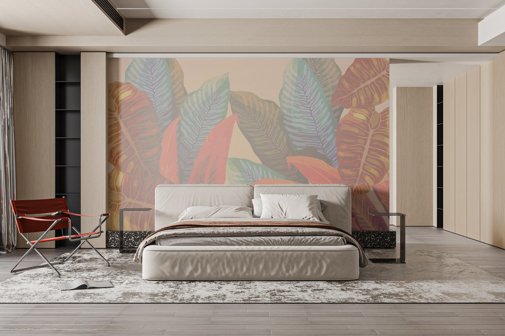 Rustic Tropical Leaves Vintage Wall Mural
