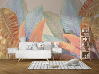 Timeless Vintage Tropical Leaves Mural Design
