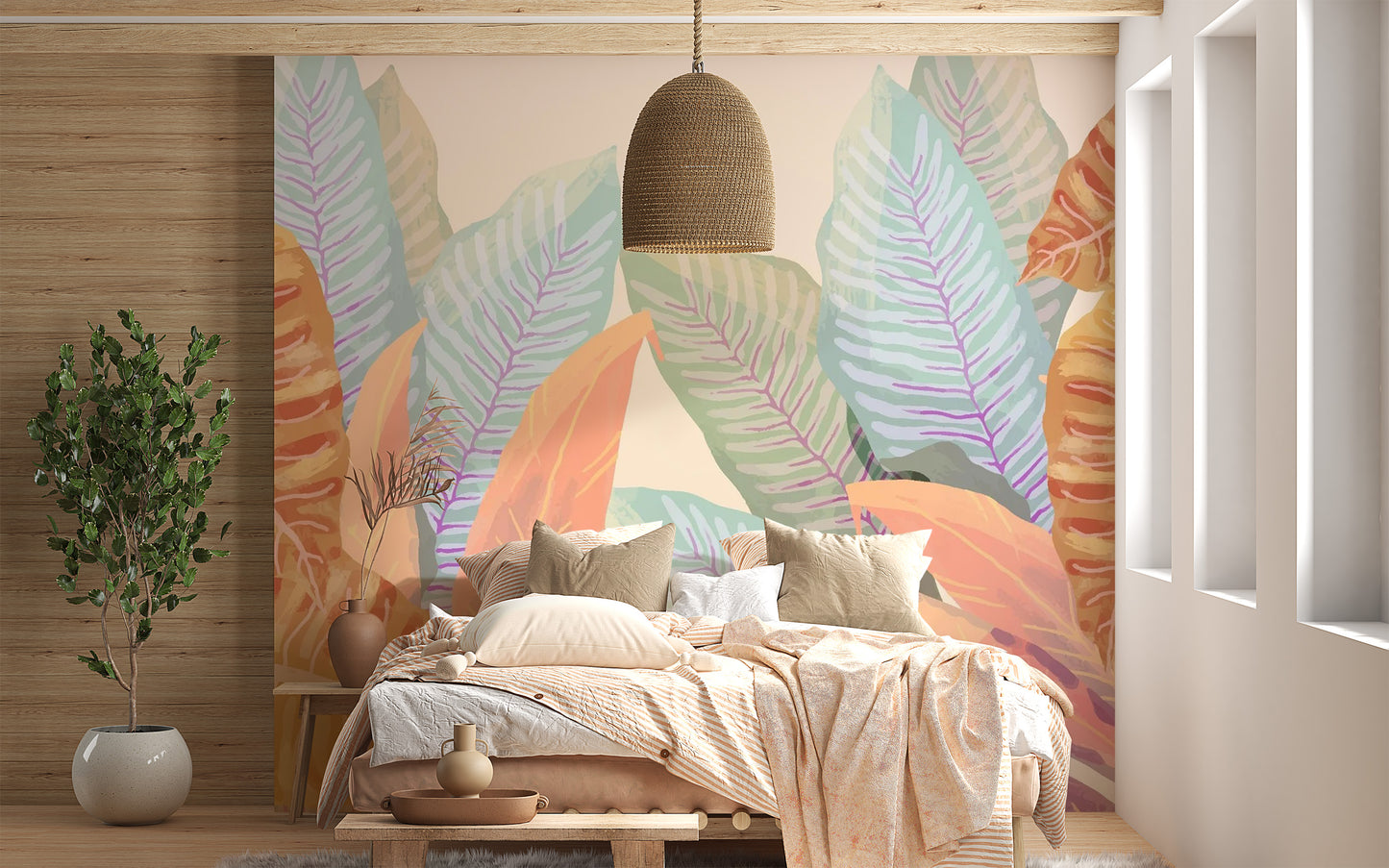 Classic Tropical Leaves Wall Mural
