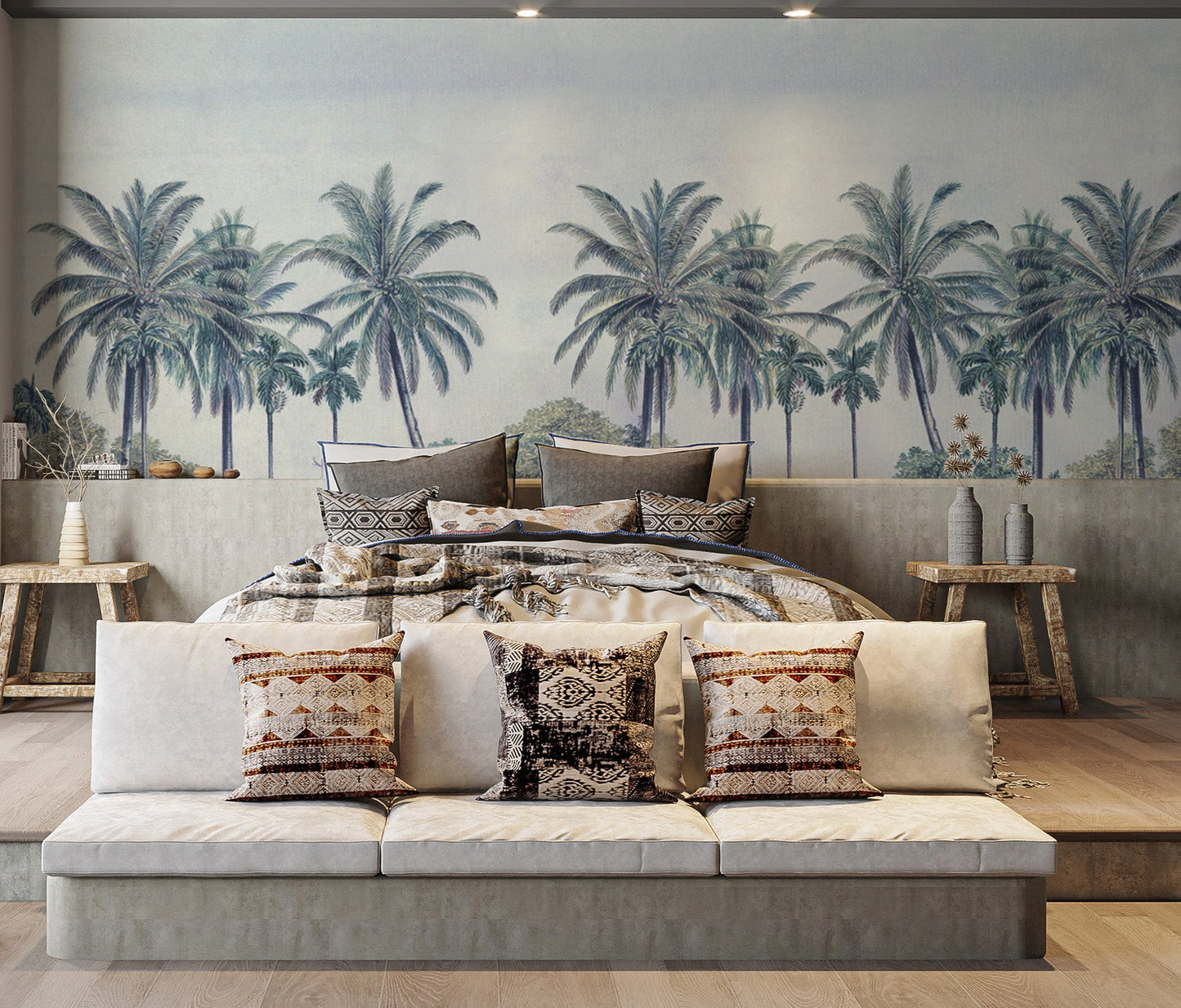 Tropical jungle botanical illustration wallpaper

