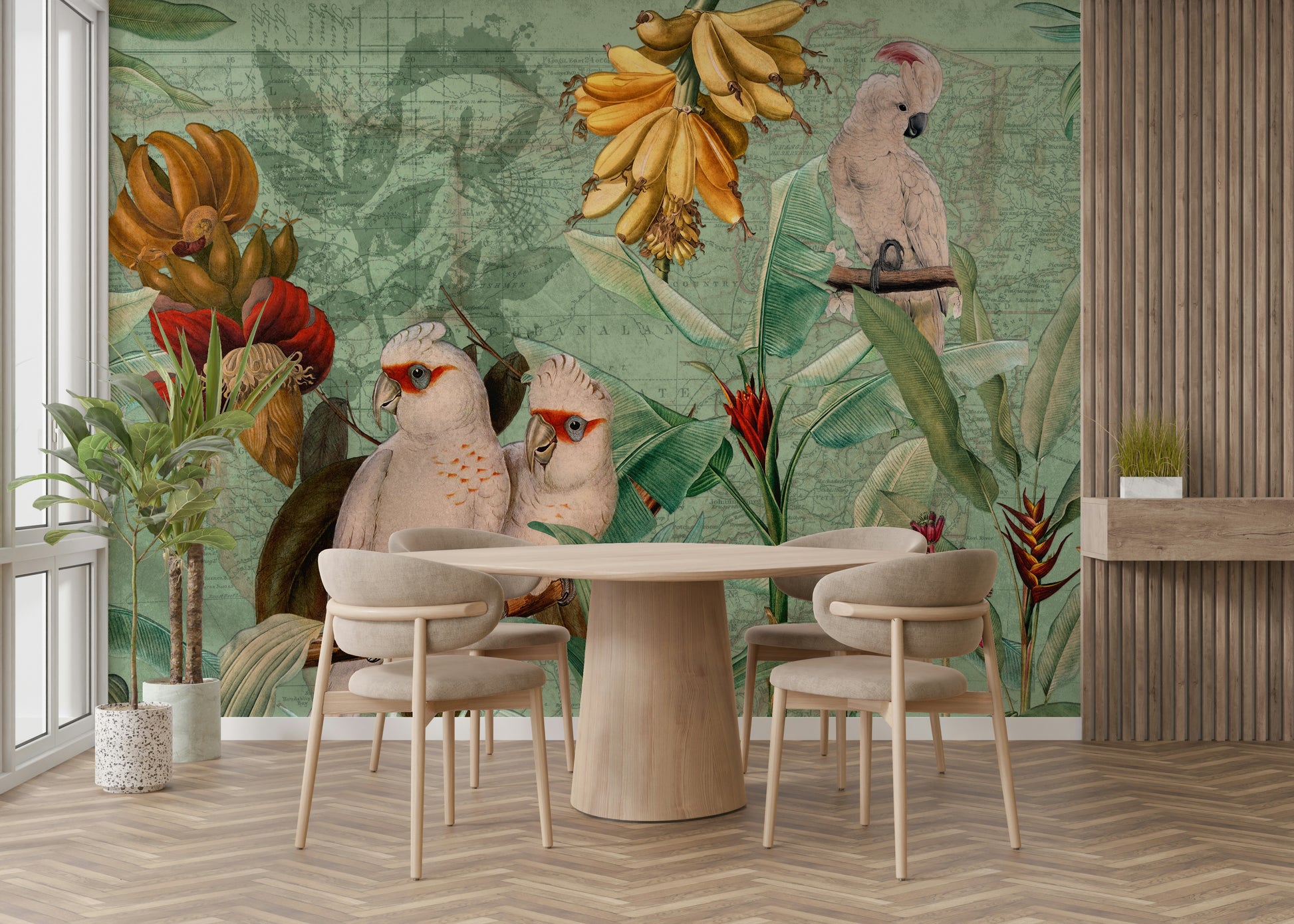 Tropical wallpaper with vintage style

