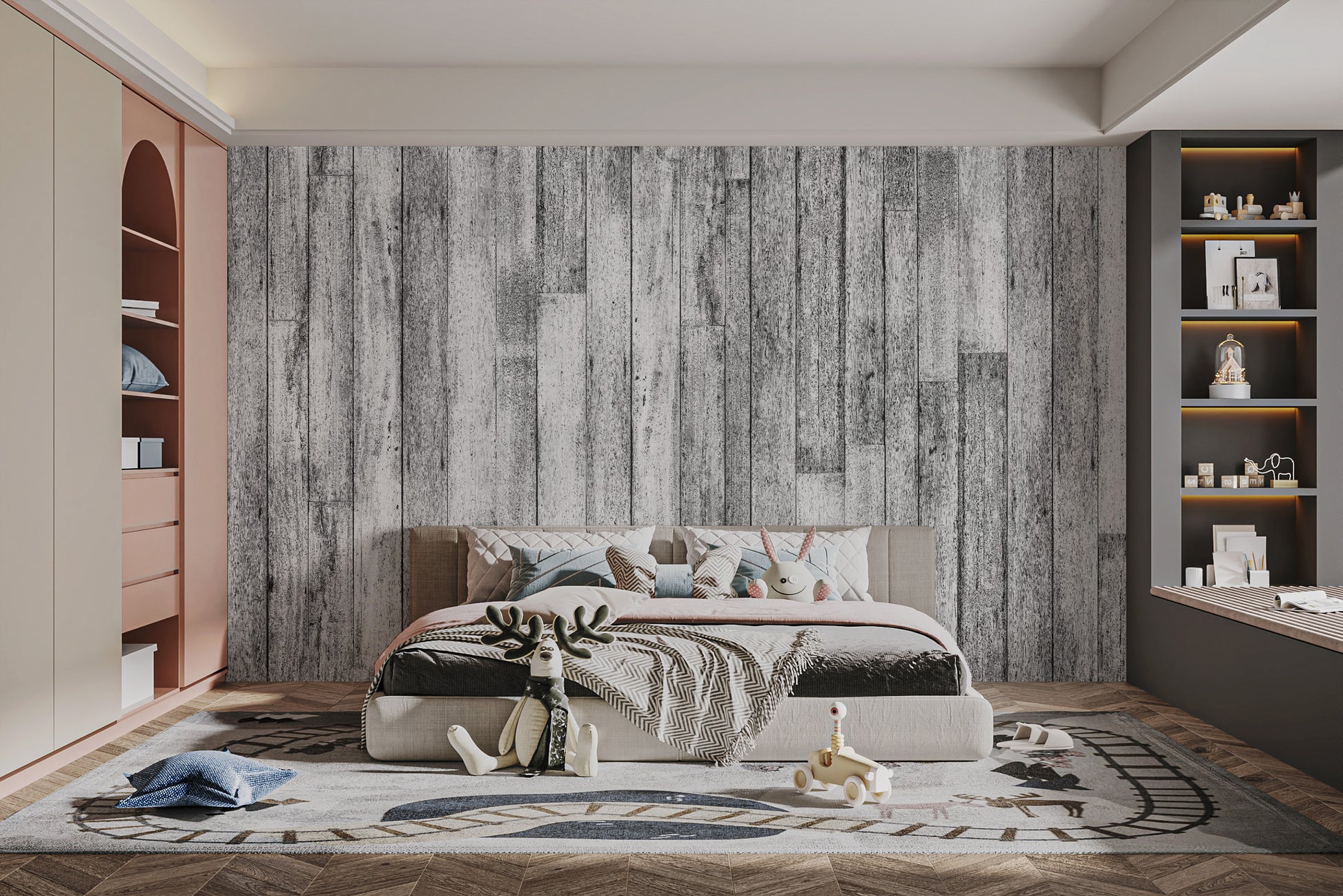 Vintage wood panel wallpaper mural design