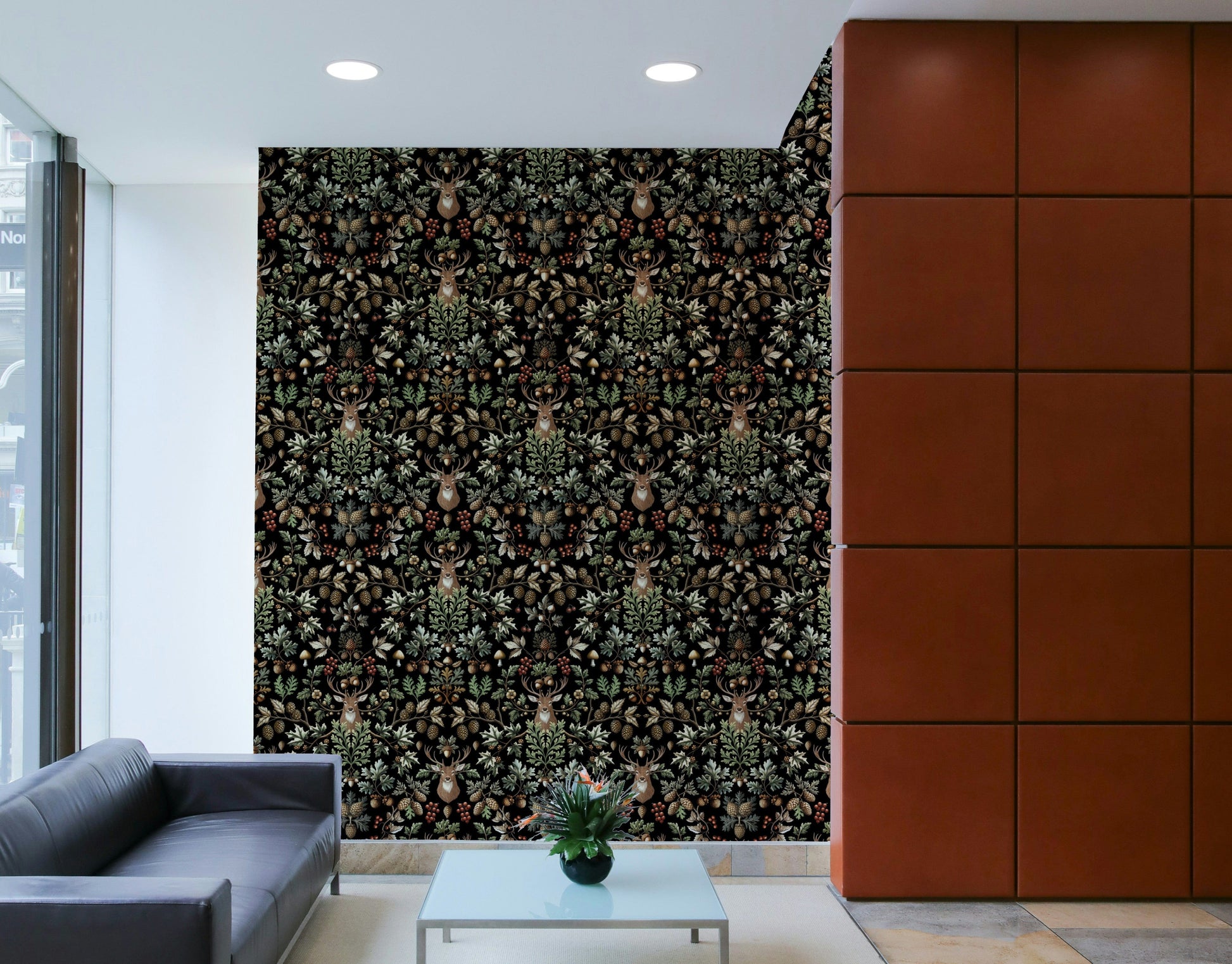 The design features detailed drawings of leaves, plants, and woodland birds.
