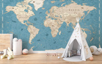 Vintage World Map Wallpaper Mural - Giffywalls