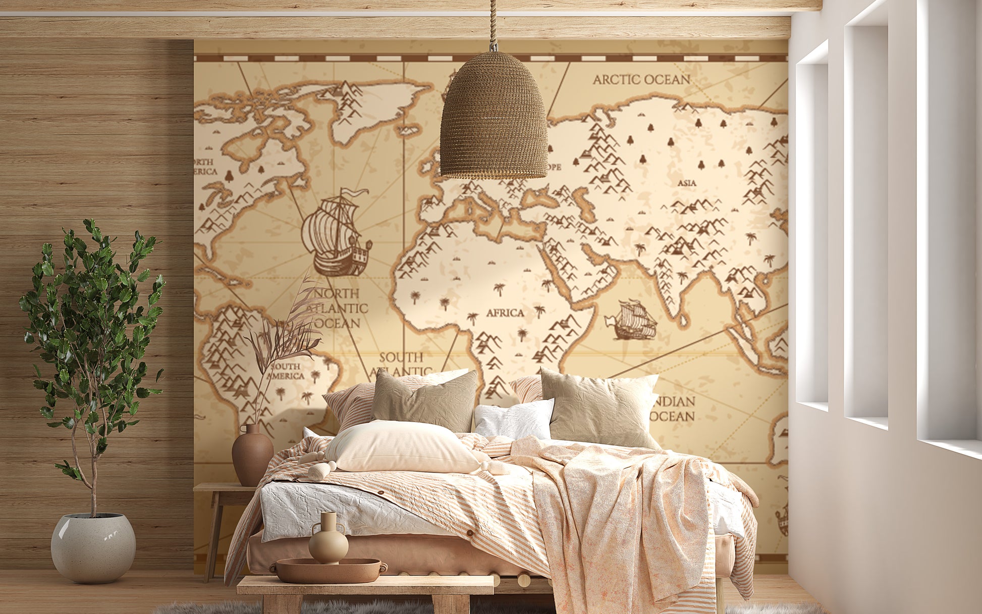 Vintage World Map Wallpaper For Walls - Giffywalls