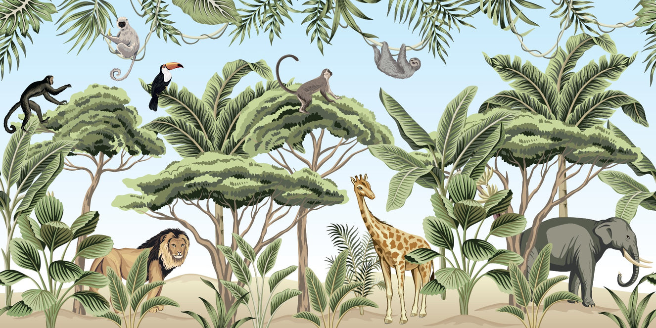 Jungle Adventure Animals Wallpaper Mural