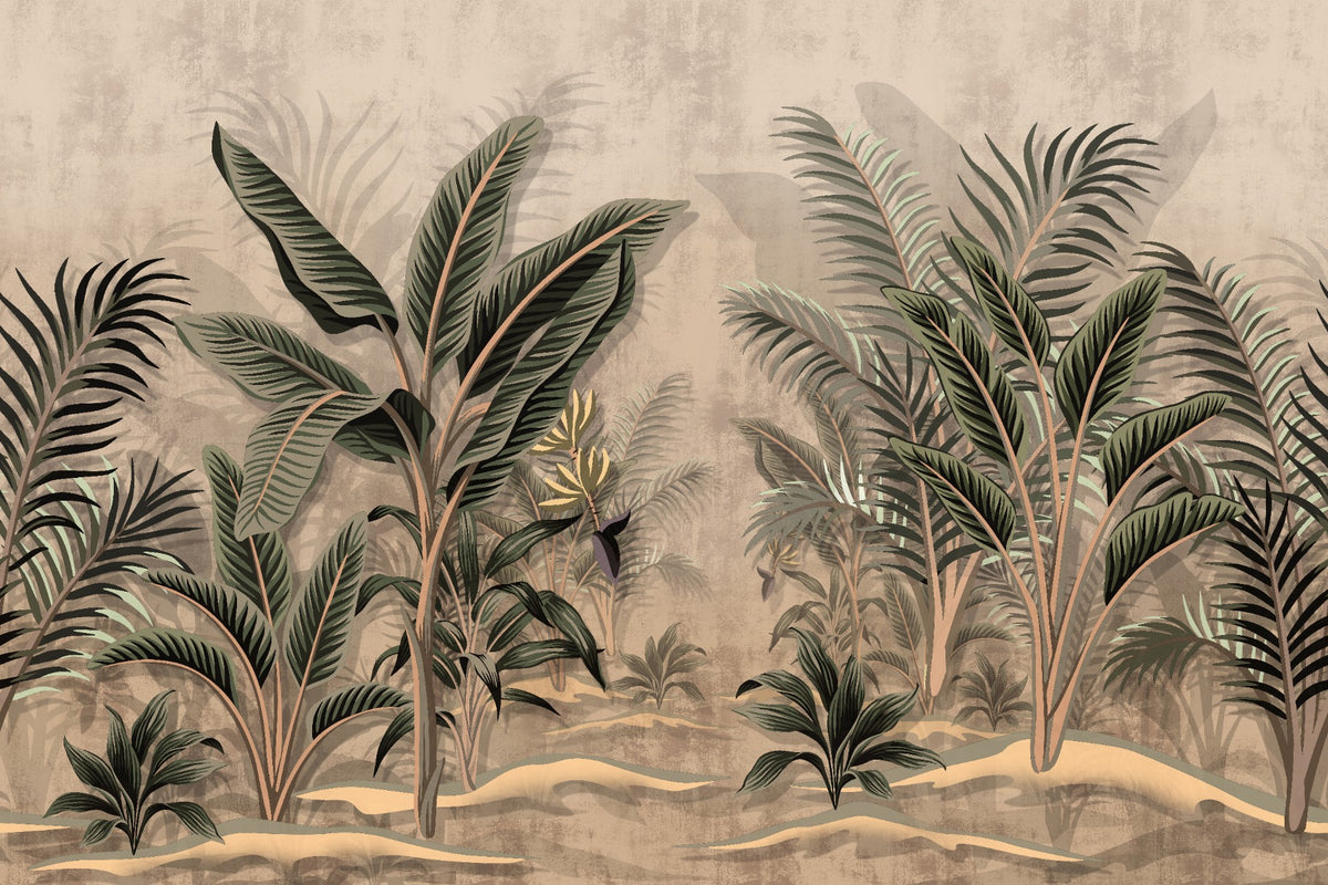 Vintage Tropical Palms Wallpaper Mural in your room