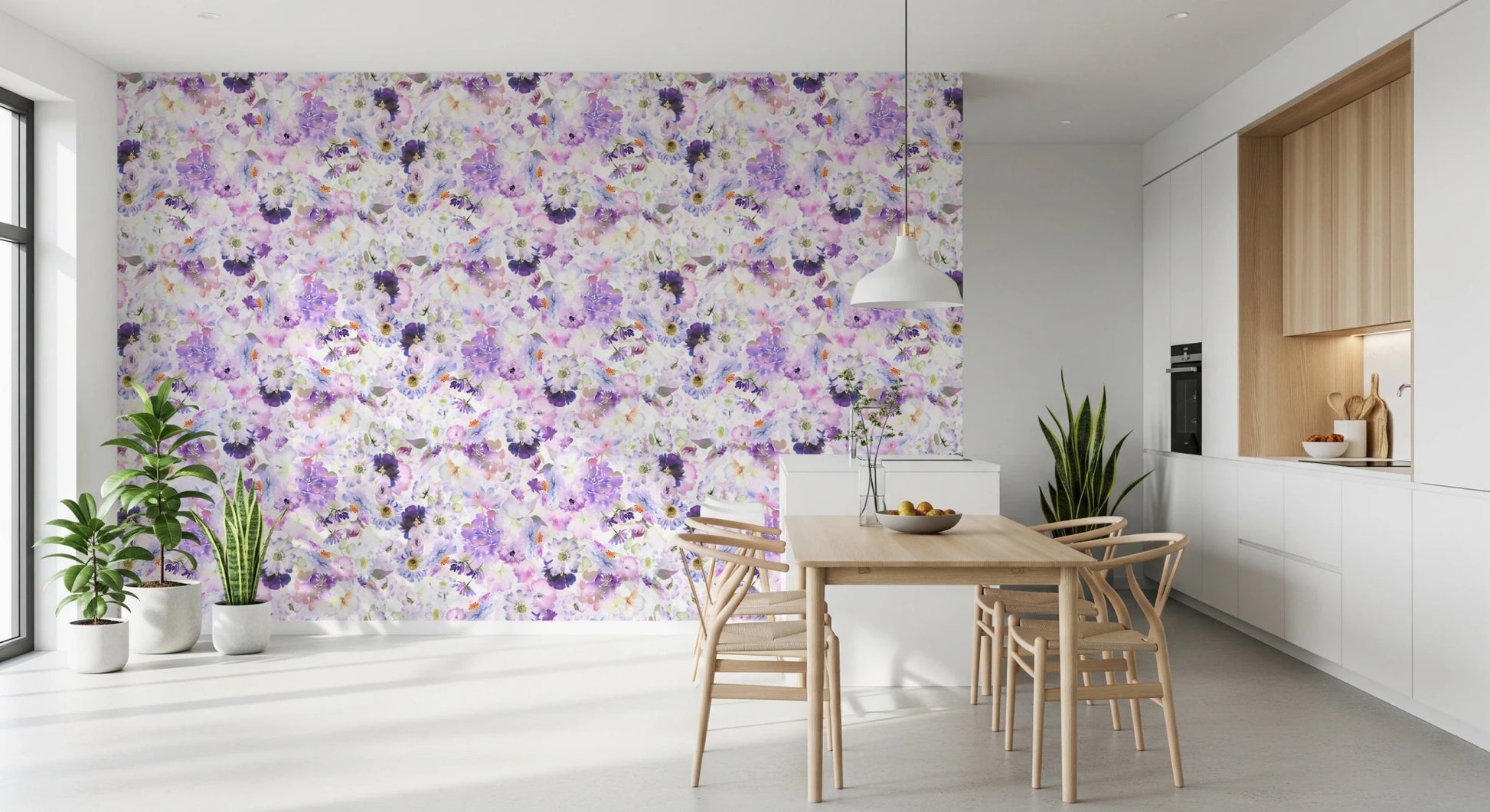 Violet Floral Bloomscape Wallpaper⁠