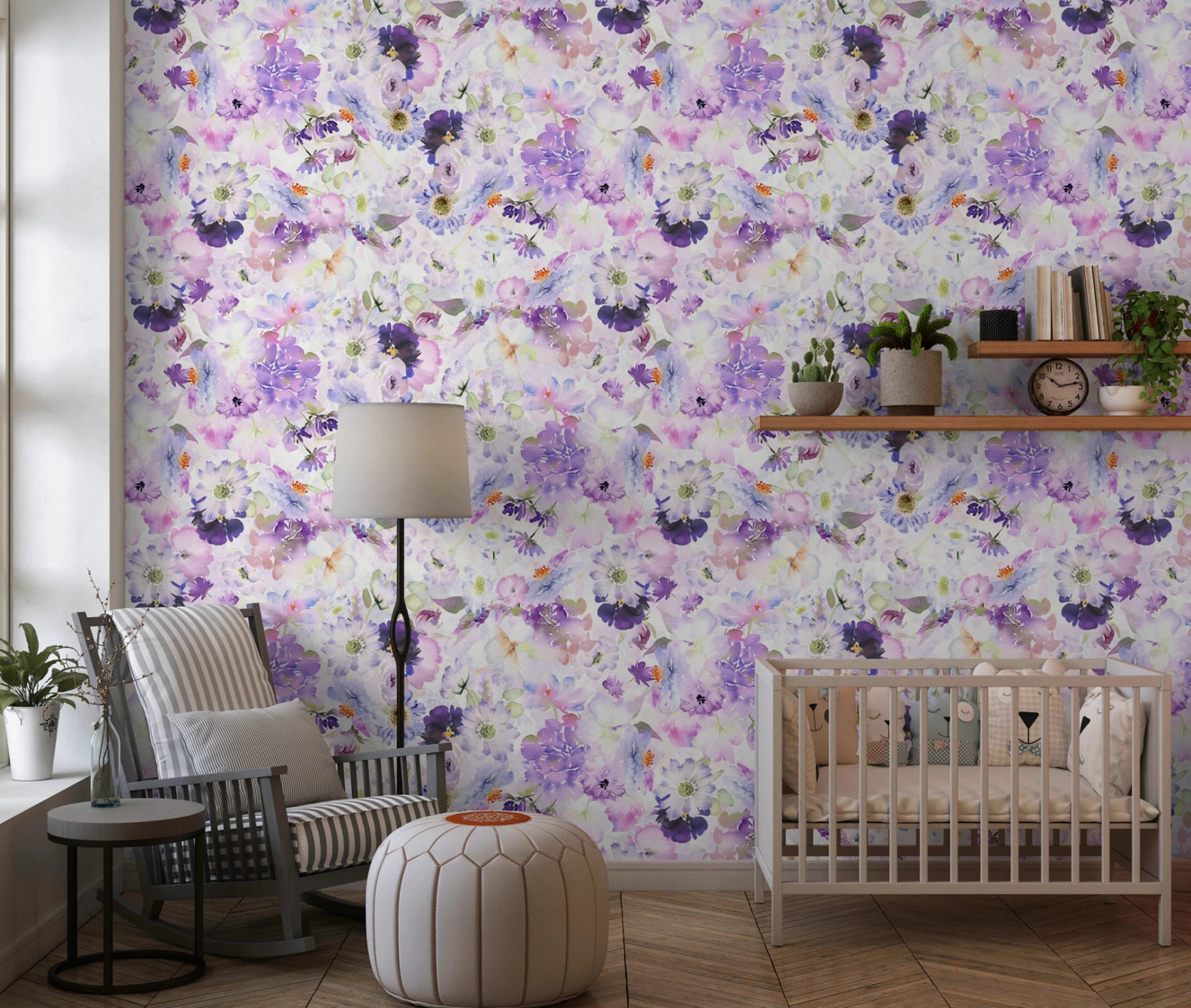 Violet Floral Bloomscape Wallpaper⁠