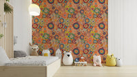 Floral wallpaper with a mix of colors.

