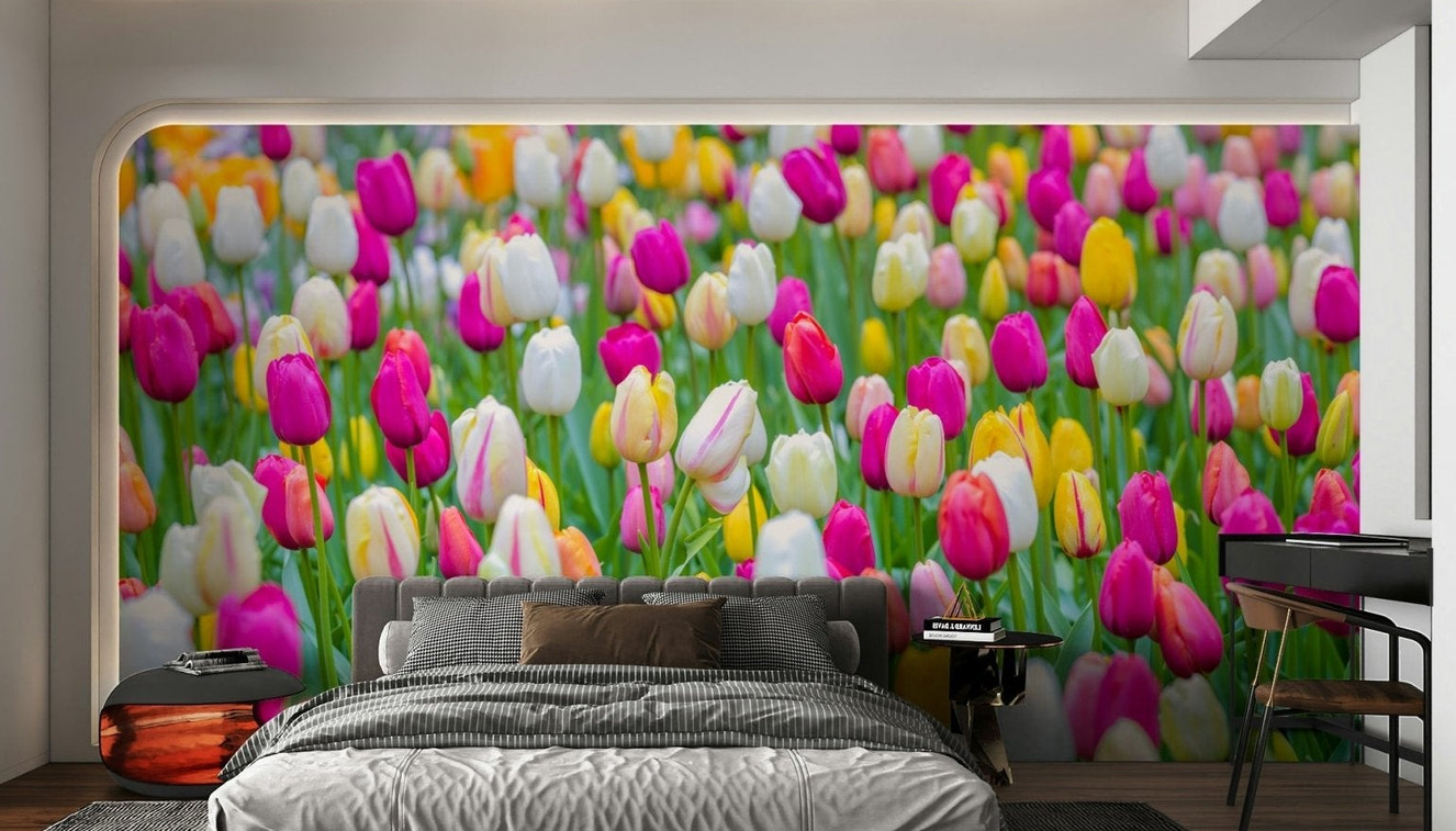The mural has a soft, graceful feel.

