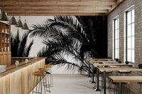 The peel and stick wallpaper showing realistic nature textures.

