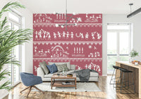 Warli Utsav mural with white tribal motifs on earthy background