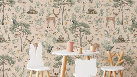 Warm Beige Wildlife Wallpaper