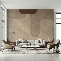 Minimalist tan patterns form this unique wall mural.
