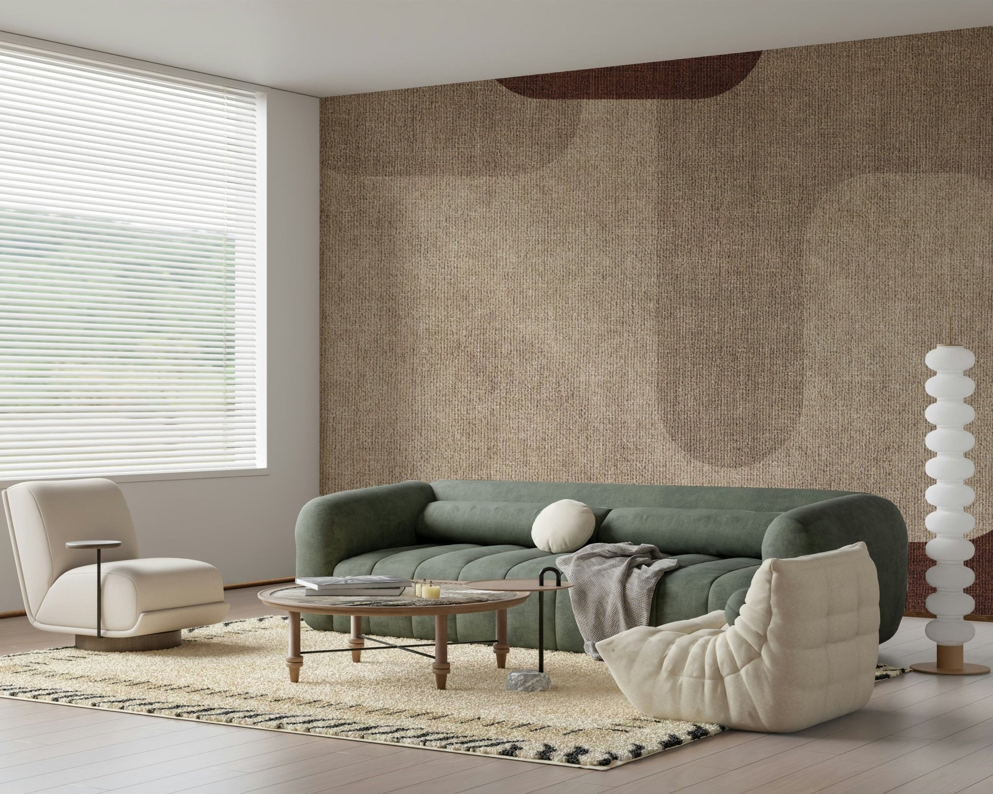 Comforting Warm Curves Design wall mural, soothing abstract shapes.