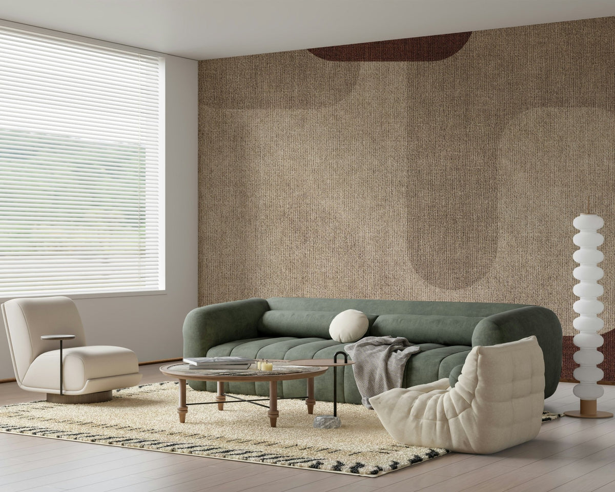 Comforting Warm Curves Design wall mural, soothing abstract shapes.