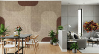 Cozy Warm Curves Design peel and stick wallpaper, interlocking pattern.
